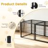 48.2In Spacious Dog Kennel Indoor Dog Crate With Pvc Top Cover, Heavy Duty Metal Dog Playpen With Flexible Door Placement, Escape Resistant Pet Cage F